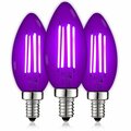 Luxrite B11 LED Purple Light Bulbs 4.5W 40W Equivalent Colored Glass E12 Candelabra Base, 3PK LR21741-3PK